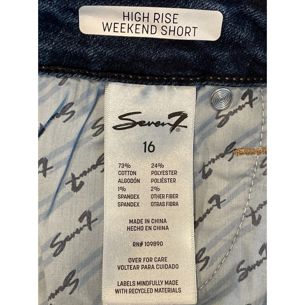 Seven7 High Rise Weekend Short Women's 16 Canyon Blue Clean Hem Plus Size New - Picture 9 of 13